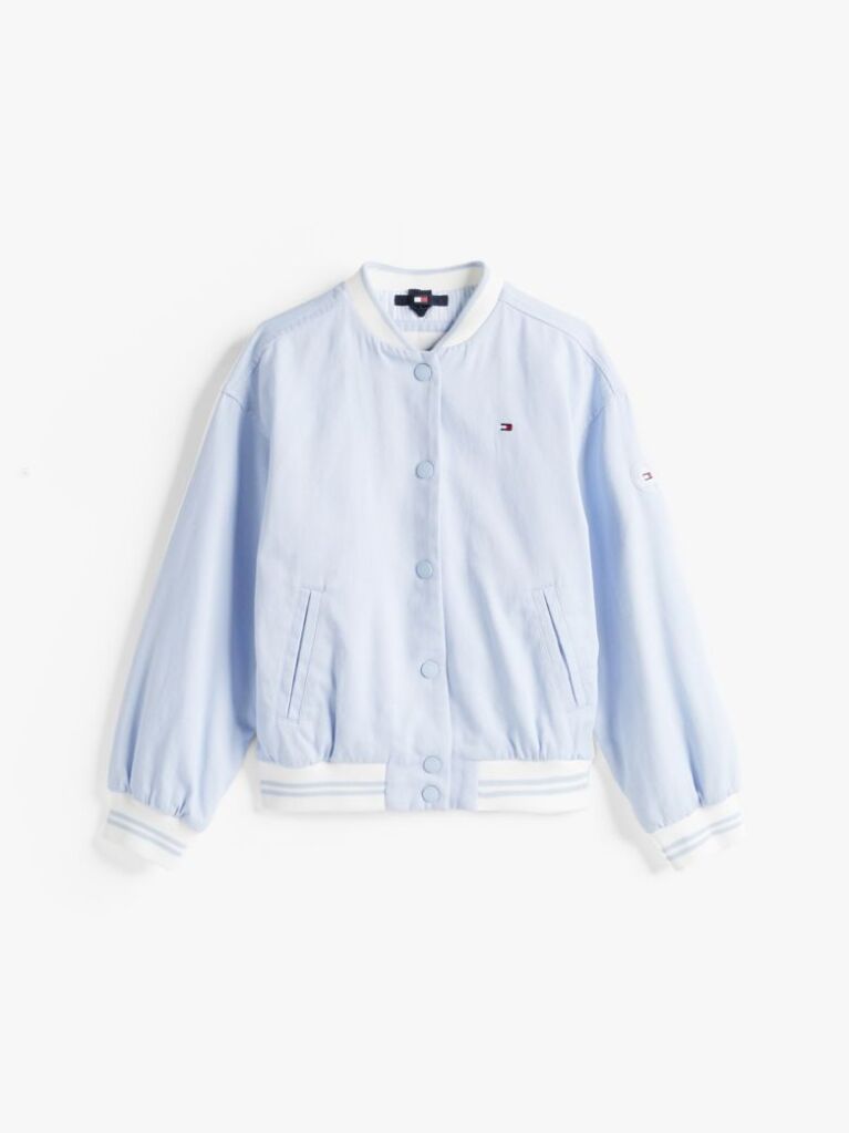 Blue Relaxed Back Logo Varsity Jacket  Girls