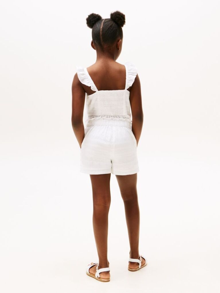 White Textured Shorts  Girls