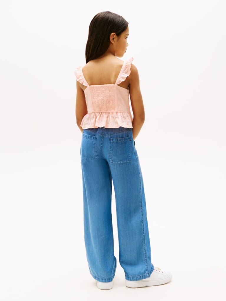Pink Textured Ruffle Top  Girls