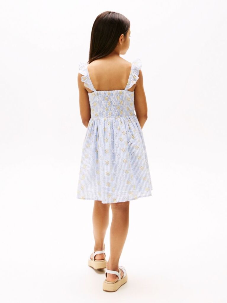Multi Stripe Broderie Anglaise Sleeveless Dress  Girls