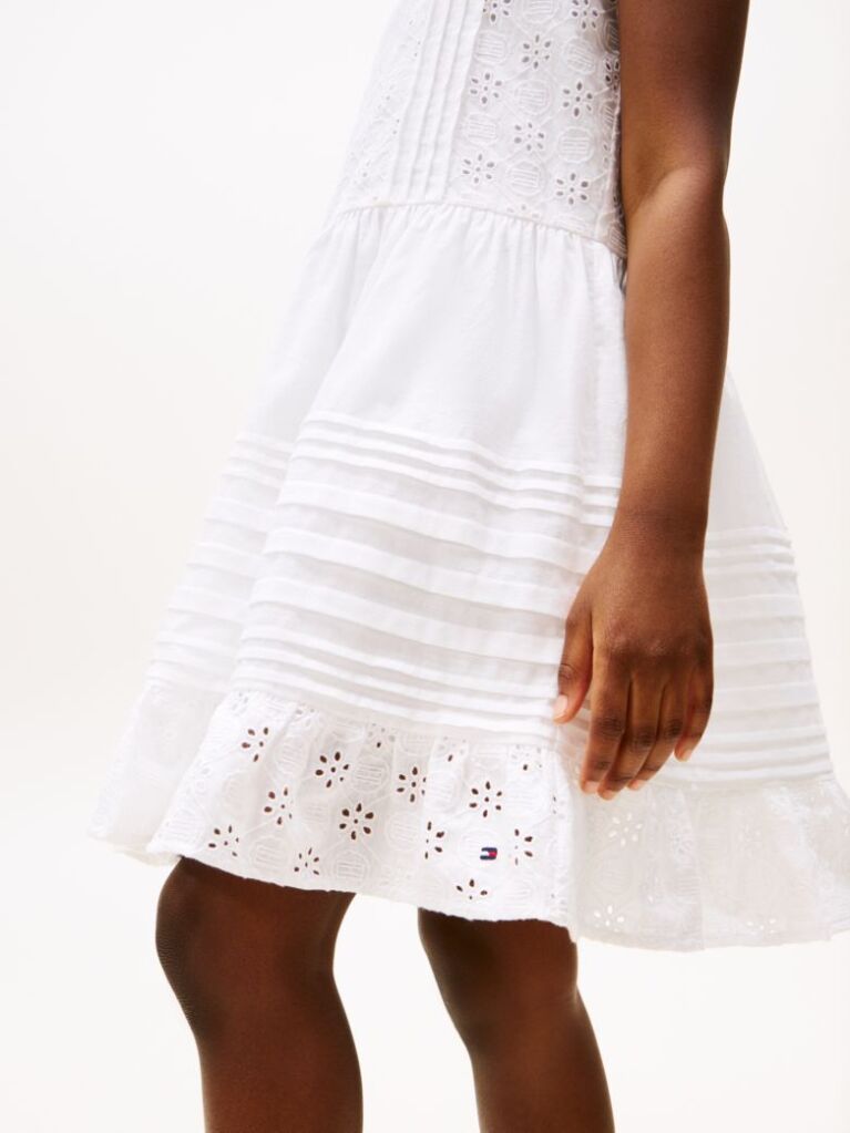 White Broderie Anglaise Fit And Flare Dress  Girls