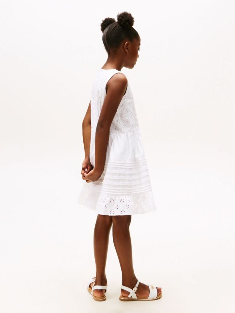 White Broderie Anglaise Fit And Flare Dress  Girls
