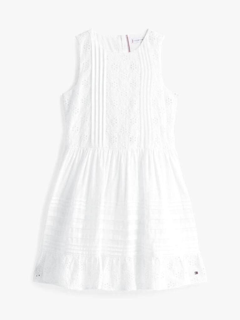 White Broderie Anglaise Fit And Flare Dress  Girls
