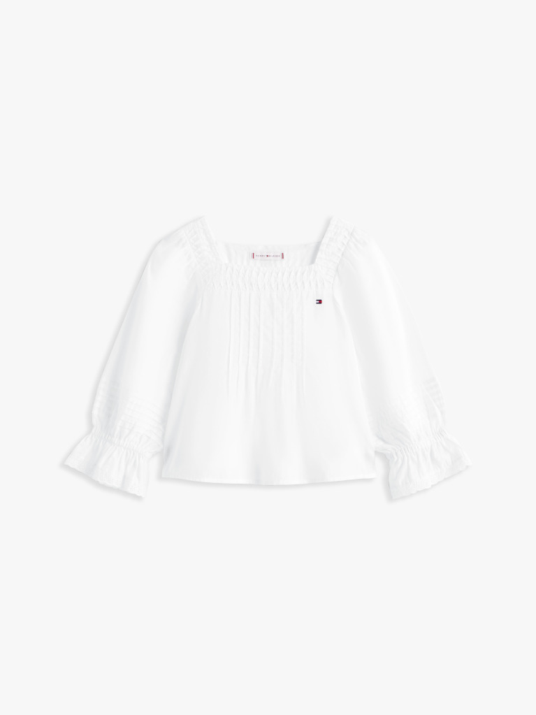 White Broderie Anglaise Pintuck Blouse  Girls