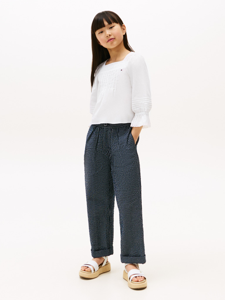 White Broderie Anglaise Pintuck Blouse  Girls