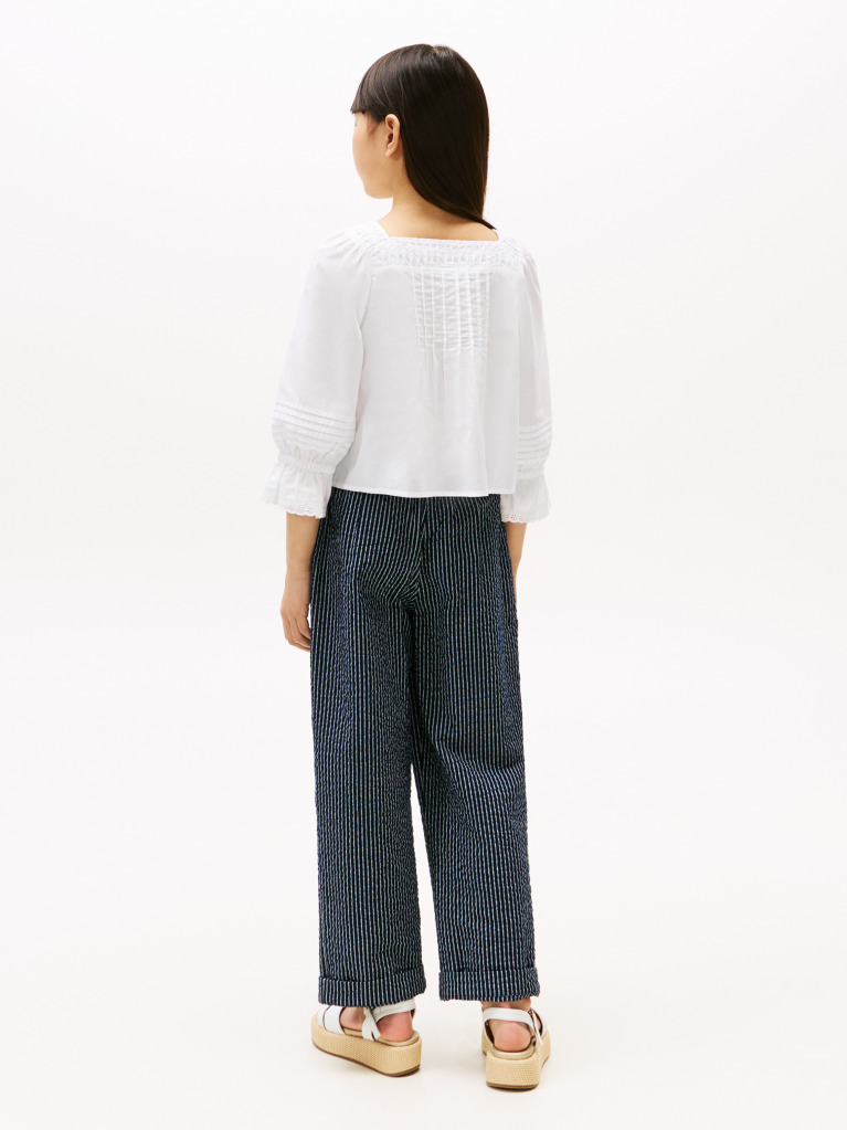 White Broderie Anglaise Pintuck Blouse  Girls