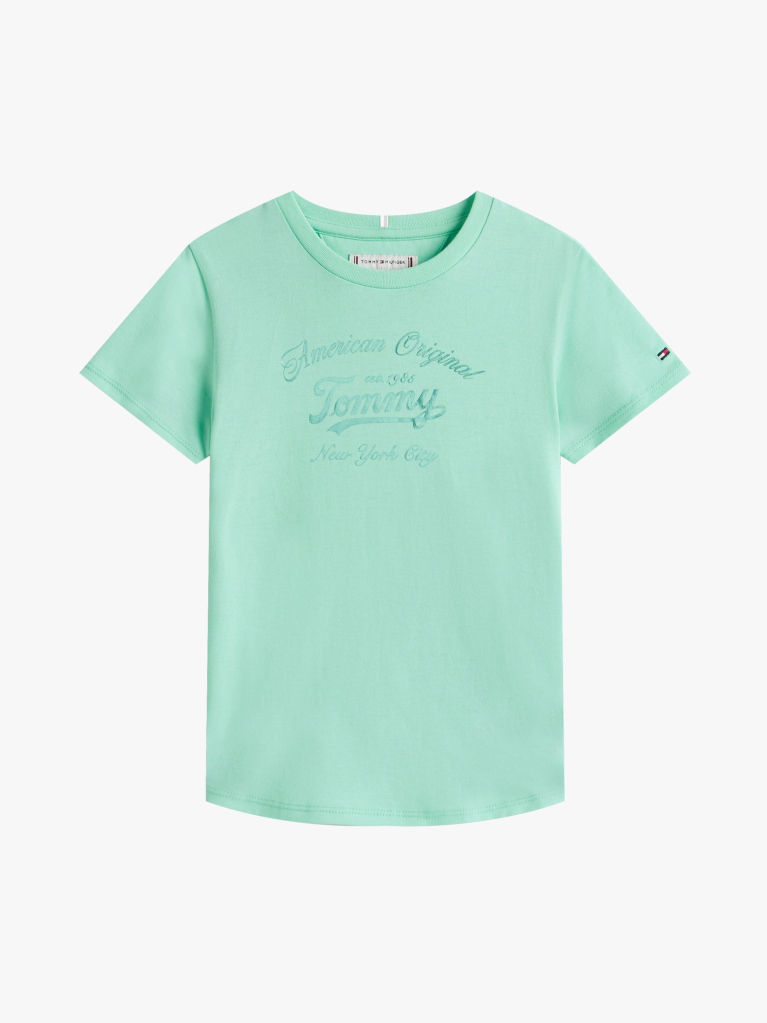 Green Metallic Logo Slim T-Shirt  Girls