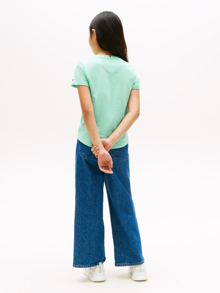 Green Metallic Logo Slim T-Shirt  Girls