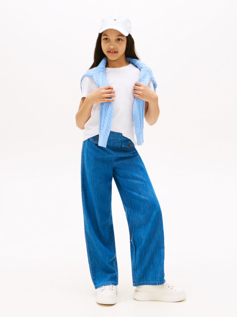 White Tonal Flag T-Shirt Short Sleeve  Girls