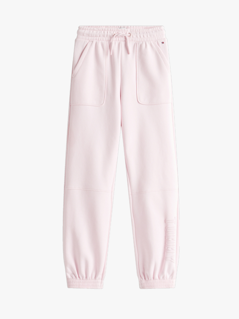 Pink Textured Logo Relaxed Joggers  Girls
