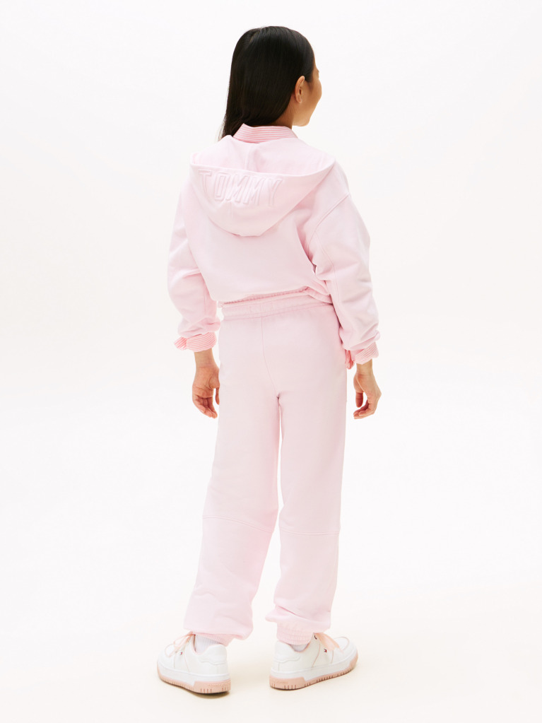 Pink Textured Logo Relaxed Joggers  Girls