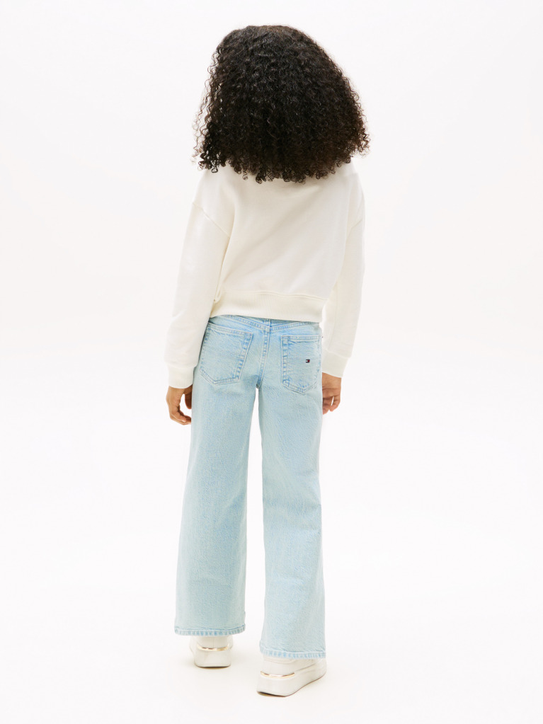 Beige Tommy Script Sequin Sweatshirt  Girls