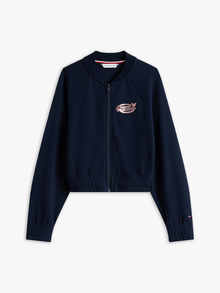 Blue Interlock Panel Zip Through  Girls