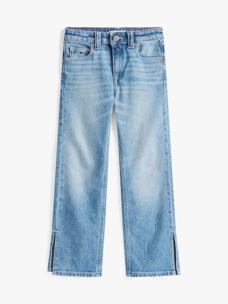 Blue Straight Leg Faded Girlfriend Jeans  Girls