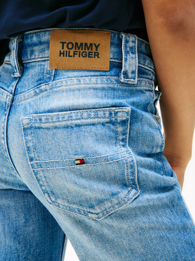 Blue Straight Leg Faded Girlfriend Jeans  Girls