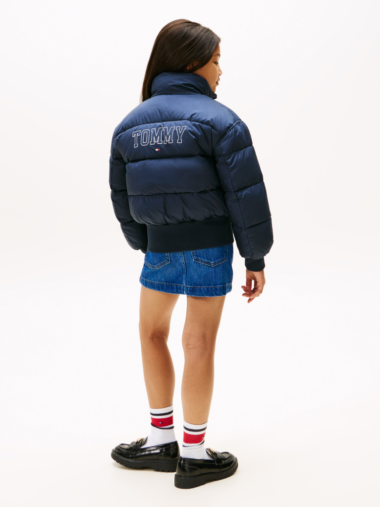 Blue Reversible Relaxed Puffer Bomber Jacket  Girls