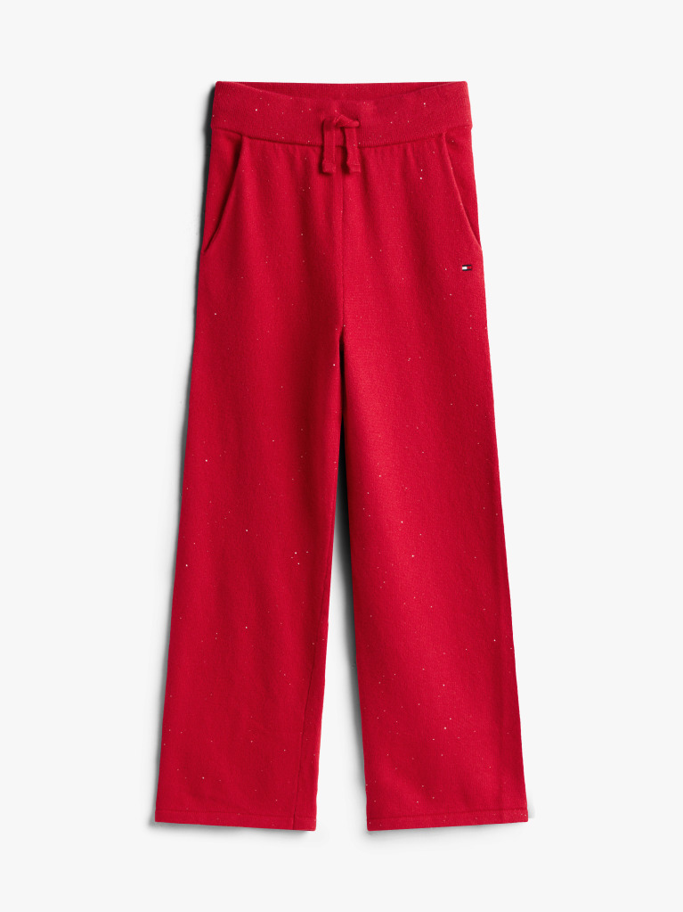 Red Sequin Wide Leg Drawstring Trousers  Girls