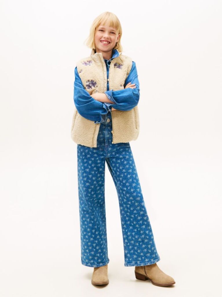Denim Mabel Floral Print Wide Leg Jeans  Girls
