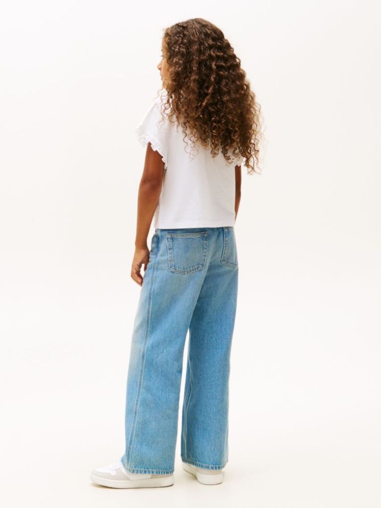 White Essential Ruffle Cuff Relaxed Top  Girls