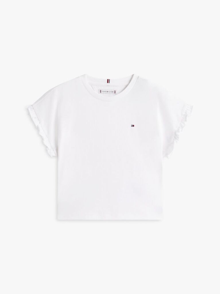 White Essential Ruffle Cuff Relaxed Top  Girls