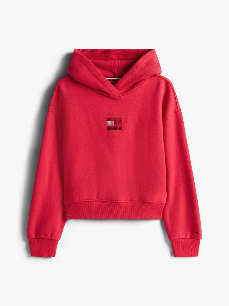 Κόκκινο Άνετο Fleece Hoody Με Σημαία  Κορίτσια