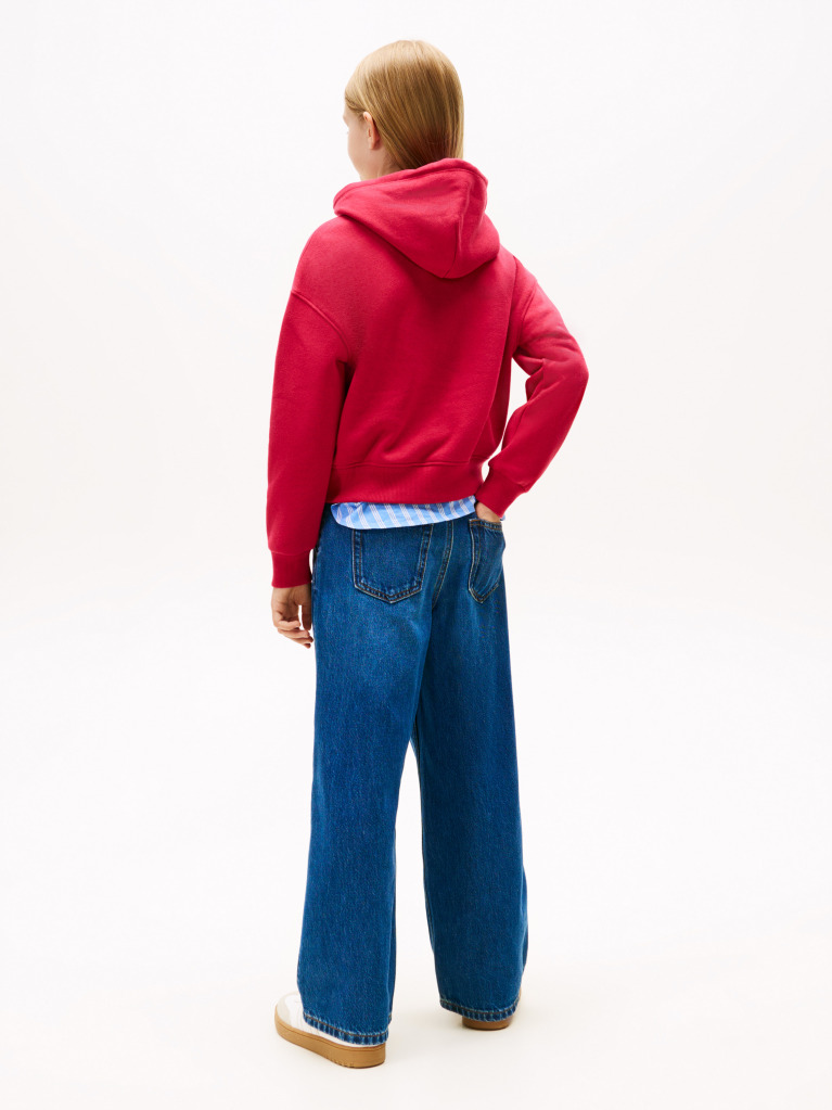 Κόκκινο Άνετο Fleece Hoody Με Σημαία  Κορίτσια