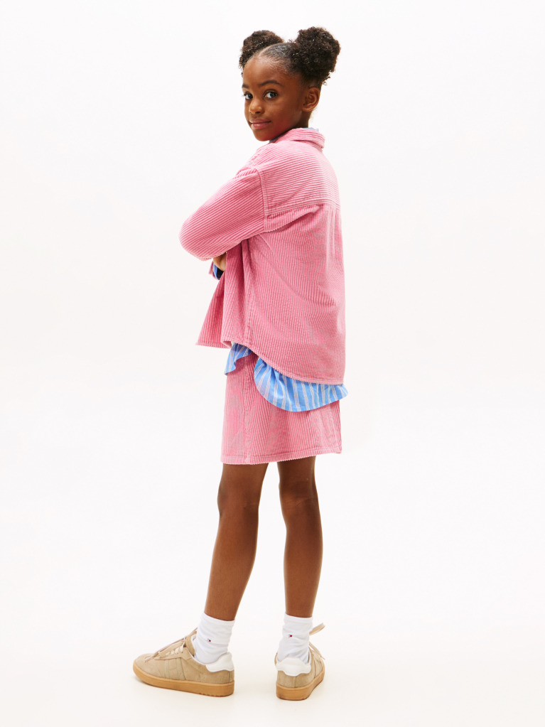 Pink Logo Patch Corduroy Relaxed Fit Overshirt  Girls