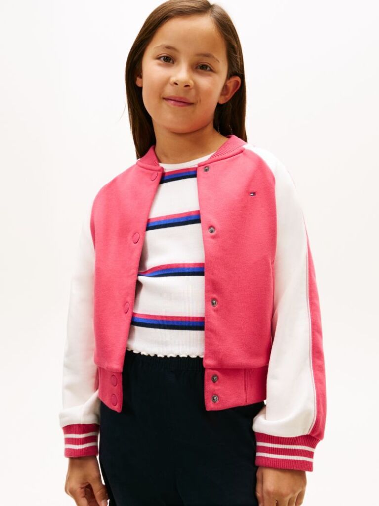 Multi Colour-Blocked Back Logo Bomber Jacket  Girls