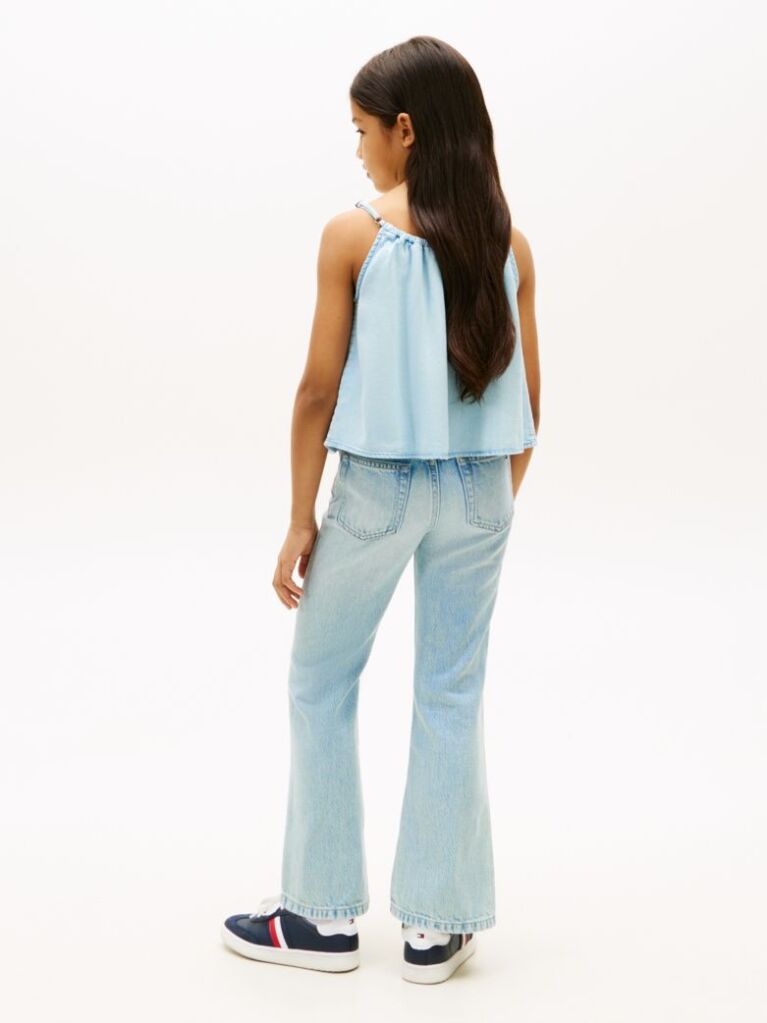 Denim Beaded Straps Sleeveless Top  Girls