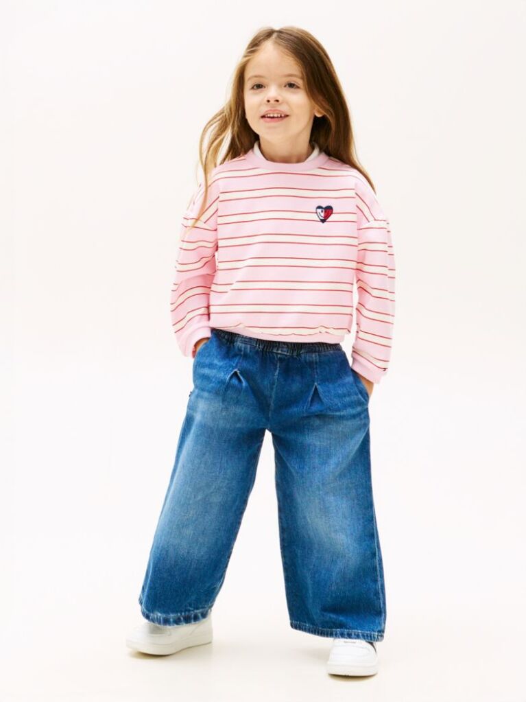Multi Smiley Heart Flag Relaxed Sweatshirt  Girls