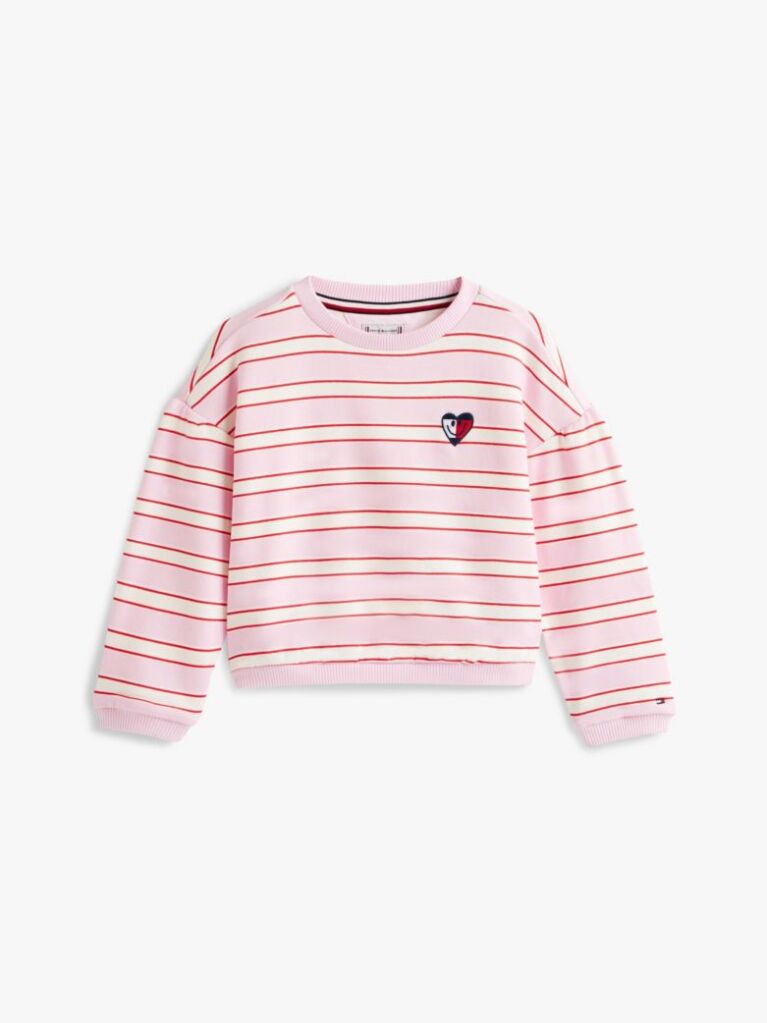 Multi Smiley Heart Flag Relaxed Sweatshirt  Girls