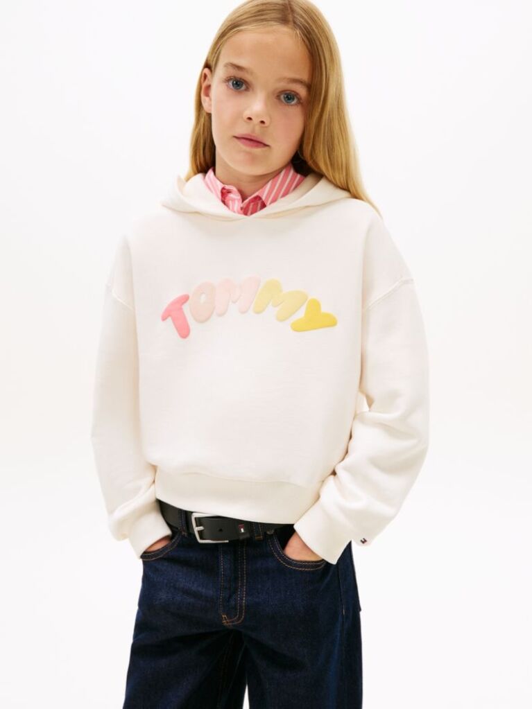 Μπεζ Άνετο Hoody Με Λογότυπο  Κορίτσια