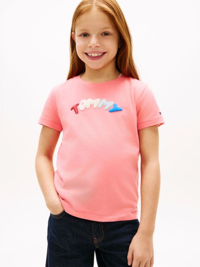 Ροζ T-Shirt Με Λογότυπο Και Κλασική Λαιμόκοψη  Κορίτσια