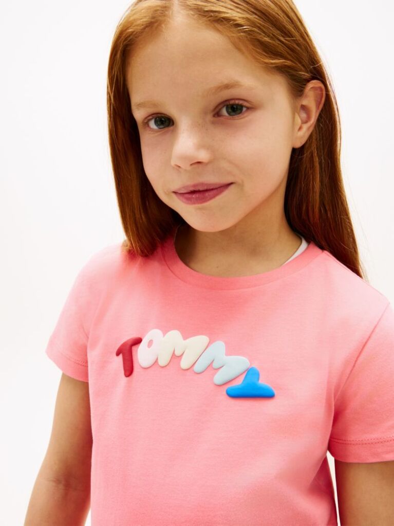 Ροζ T-Shirt Με Λογότυπο Και Κλασική Λαιμόκοψη  Κορίτσια