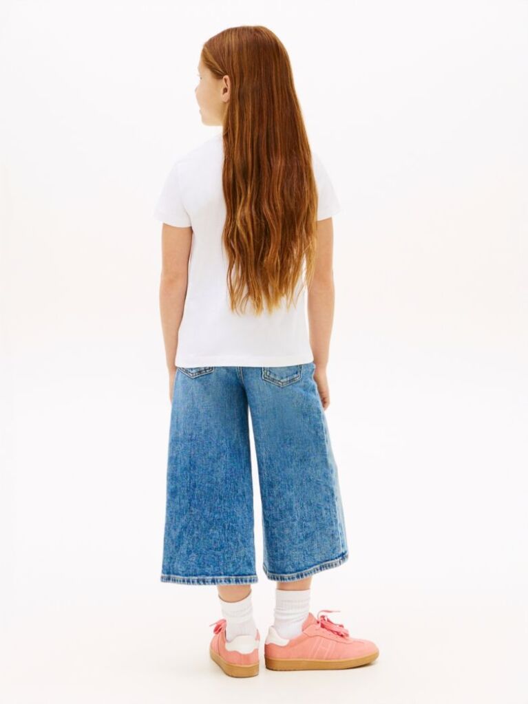 White Textured Logo Jersey Crew Neck T-Shirt  Girls