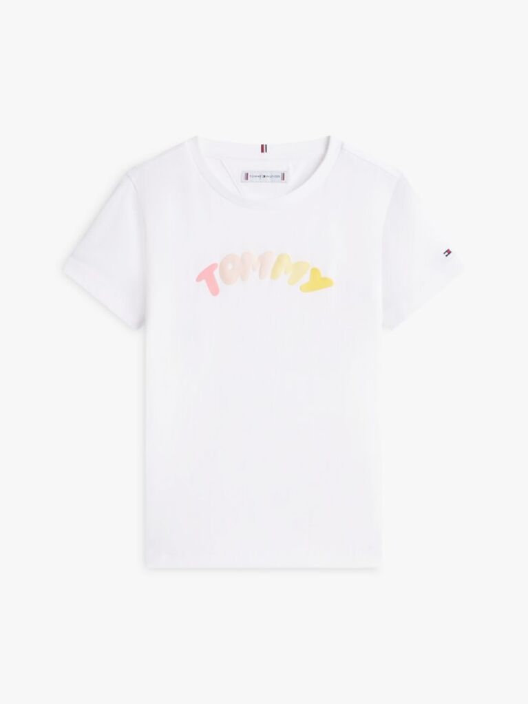 White Textured Logo Jersey Crew Neck T-Shirt  Girls