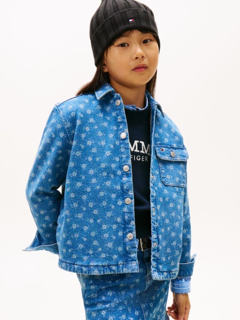 Multi Άνετο Denim Overshirt Με Φλοράλ Σχέδιο  Κορίτσια