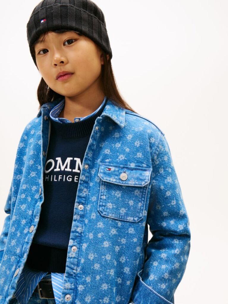 Multi Άνετο Denim Overshirt Με Φλοράλ Σχέδιο  Κορίτσια
