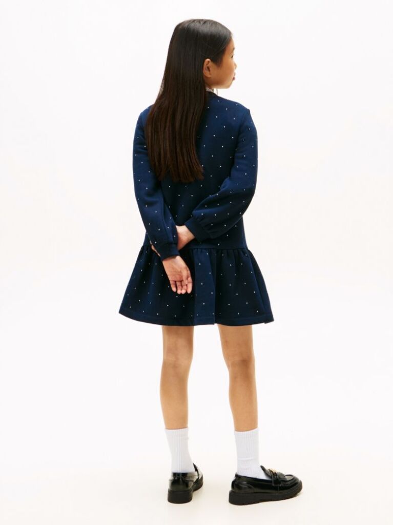 Blue Festive Stud Relaxed Fleece Skater Dress  Girls