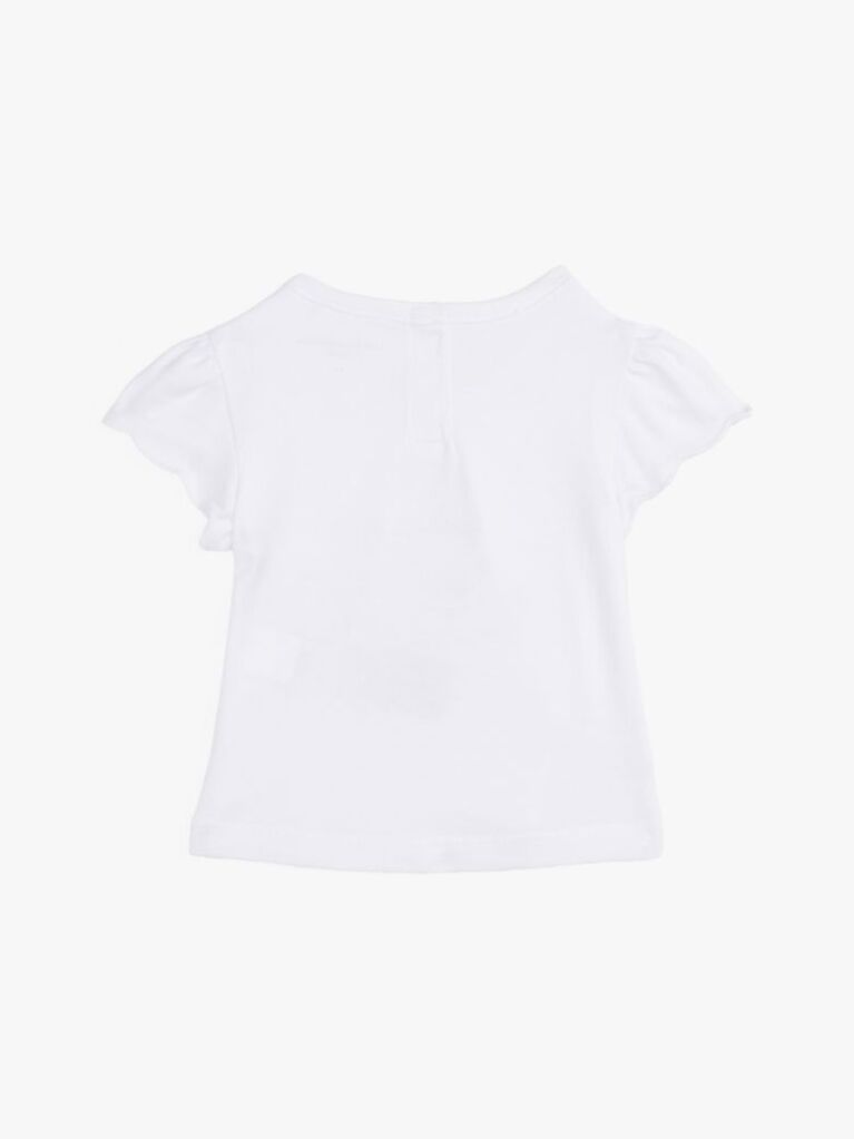 White Graphic Frill Sleeve T-Shirt  Newborn