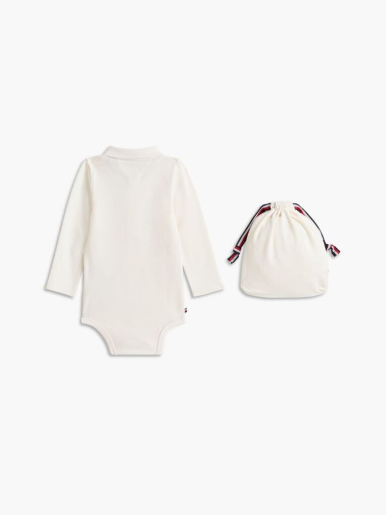 White Essential Pique Polo Bodysuit Gift Set  Newborn