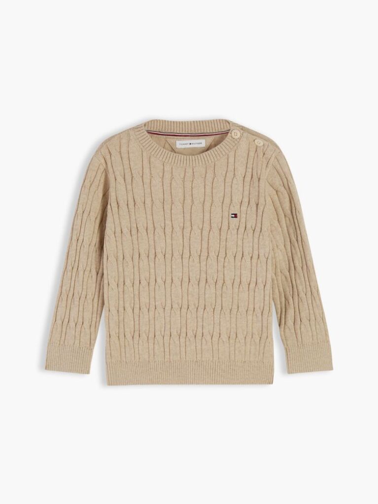 Beige Flag Embroidery Cable Knit Jumper  Newborn