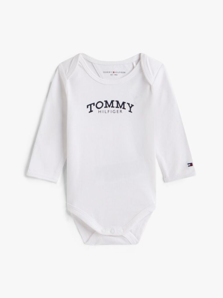 White Logo Jersey Long Sleeve Bodysuit  Newborn