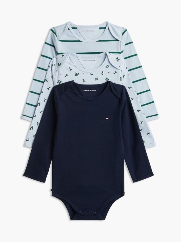 Blue 3-Pack Essential Long Sleeve Bodysuits  Newborn