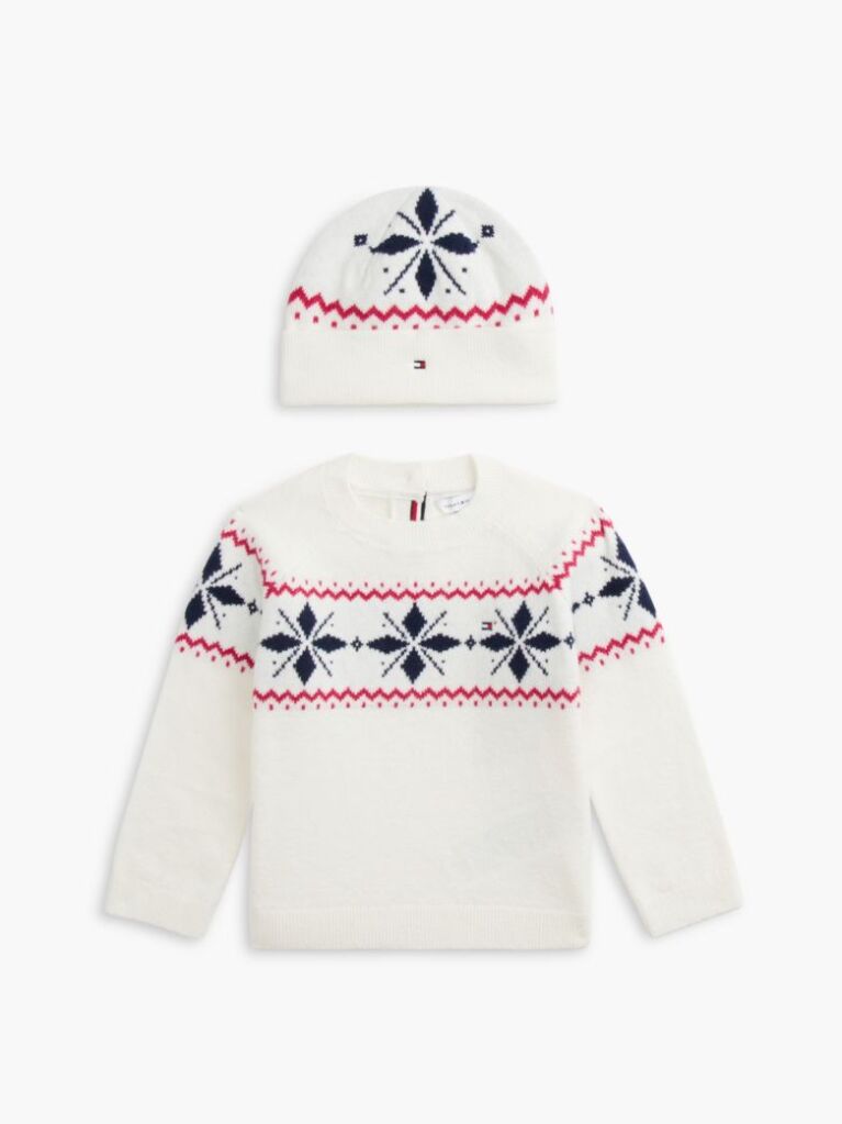 Beige Fair Isle Jumper And Beanie Set  Newborn