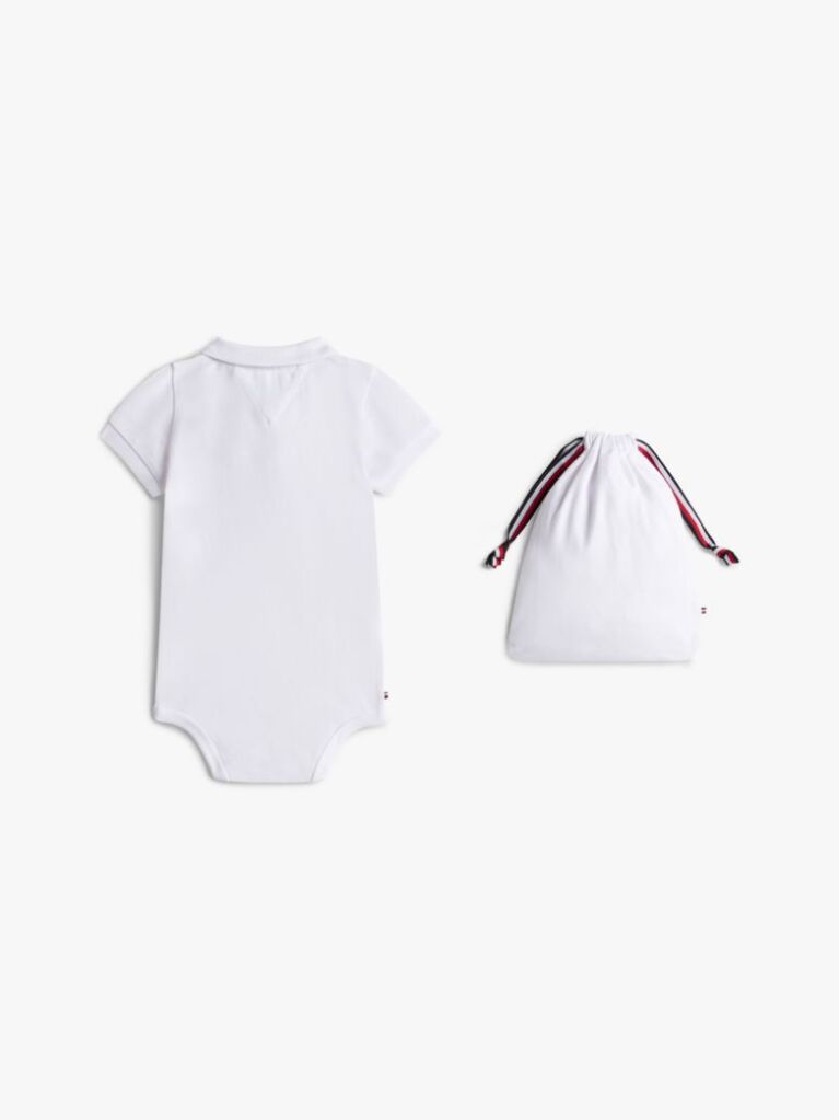 White Essential Polo Shirt Bodysuit Gift Set  Newborn