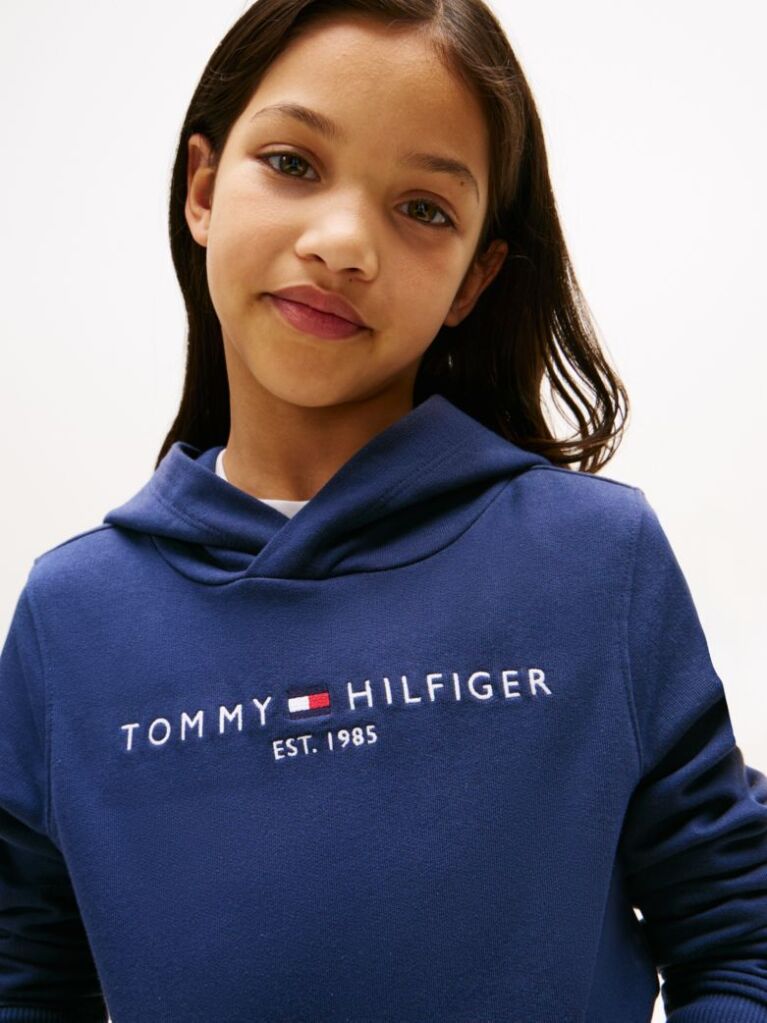 Blue Essential Logo Organic Cotton Hoody  Kids Unisex