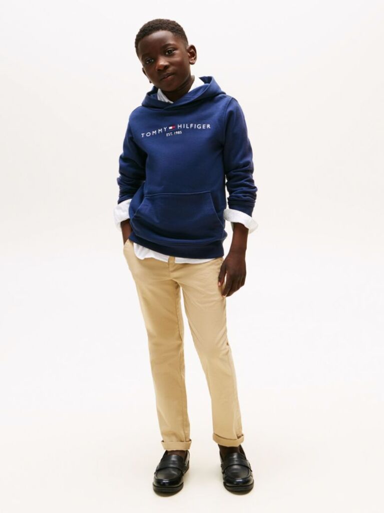 Blue Essential Logo Organic Cotton Hoody  Kids Unisex