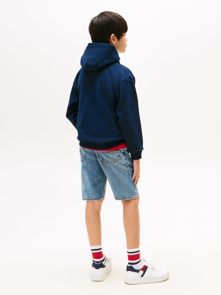 Blue Signature Tape Logo Hoody  Kids Unisex
