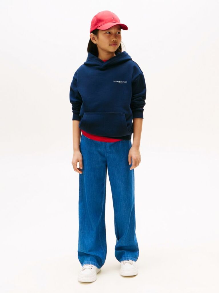 Blue Signature Tape Logo Hoody  Kids Unisex
